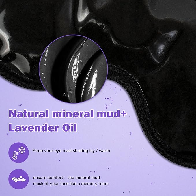 Cooling Gel Eye Mask Reusable Cold Eye Mask, Frozen Eye Mask Ice Eye Compress Ice Pack, No Freeze, Cool Relaxation, Comfort Snug Fit, Eye Cover Ice Mask with Mineral Mud for Office, Home, 2PCS-BrightBean Baby