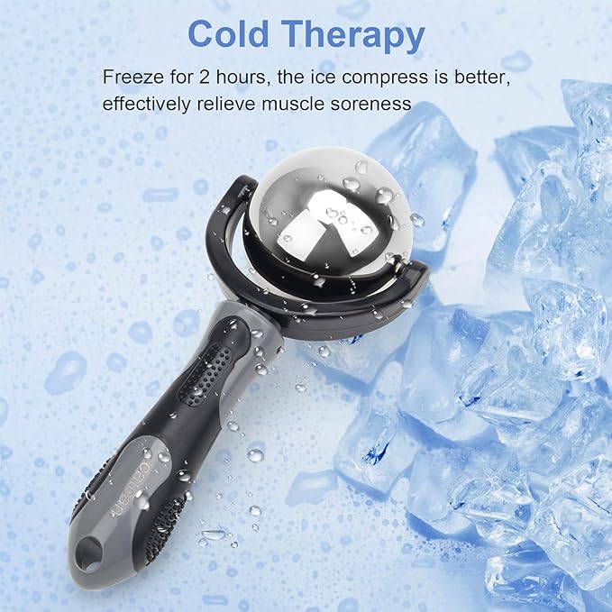 Cold Massage Roller Ball, Cold Therapy Relief, Portable Fitness Ice Roller Ball with Handle, Great Tool for Back/Neck Pain, Muscles Recovery and Inflammation-BrightBean Baby