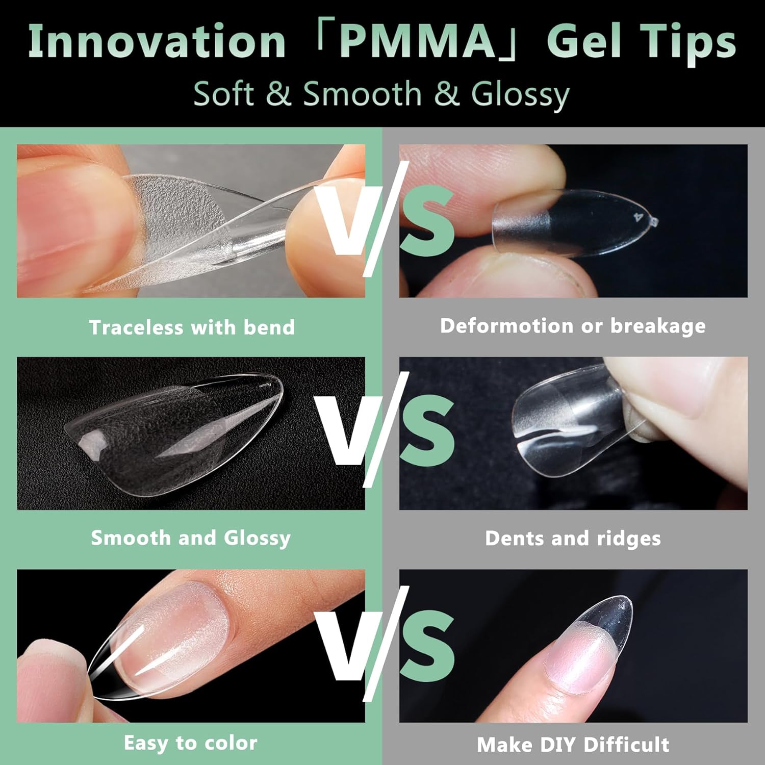 Medium Almond Nail Tips, 216pcs Acrylic Fake Nails Gel Nail Tips Soft, Full Cover Pre-Shaped Matte Clear Press on Nails for Extension, Diy at Home Manicure 12 Sizes-BrightBean Baby