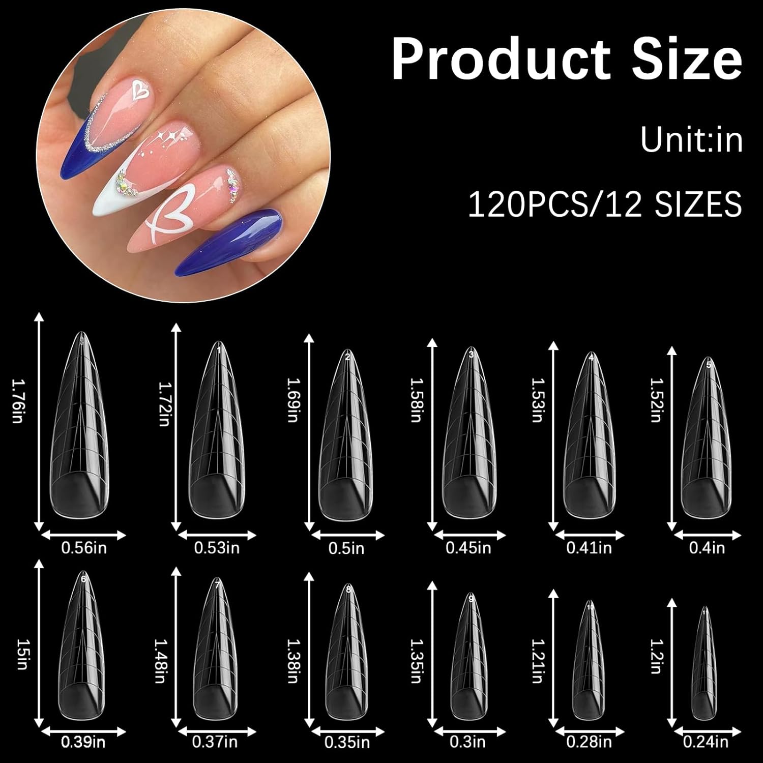 120 Pcs Poly Extension Gel Dual Nail Forms Nail Molds With Scale Builder Coffin Nail for Gel Manicure Nail Art Design Salon DIY at Home (Long Water Drop Dual Nail Forms Set)-BrightBean Baby