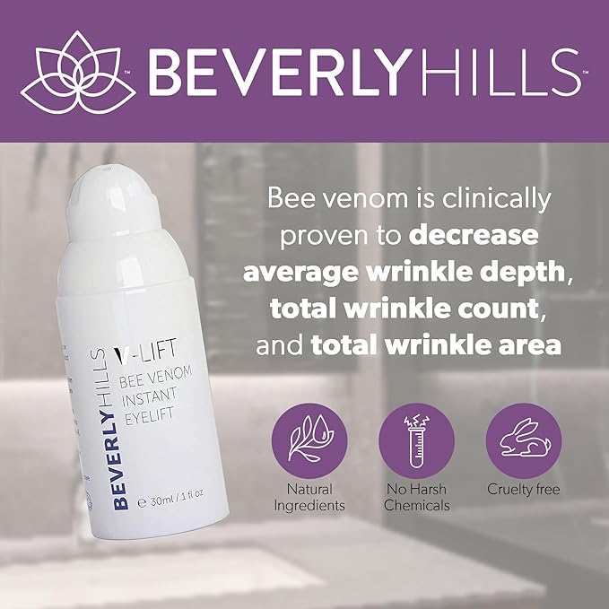 Beverly Hills V-Lift Instant Eye Lift and Eye Tuck Bee Venom Serum for Puffy Eyes, Dark Circles, Wrinkles, and Under Eye Bags Treatment for Women and Men | 30mL (120 Day Supply)-BrightBean Baby