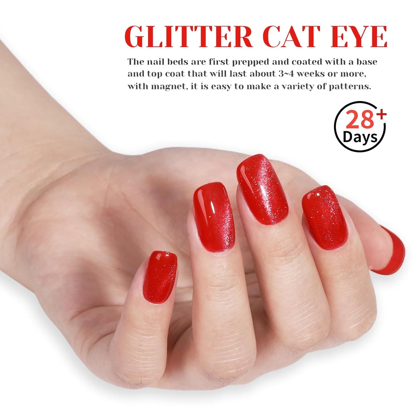 Red Cat Eye Gel Nail Polish - Perfect for DIY at Home & Ideal Gift for Nail Art Lovers!-BrightBean Baby