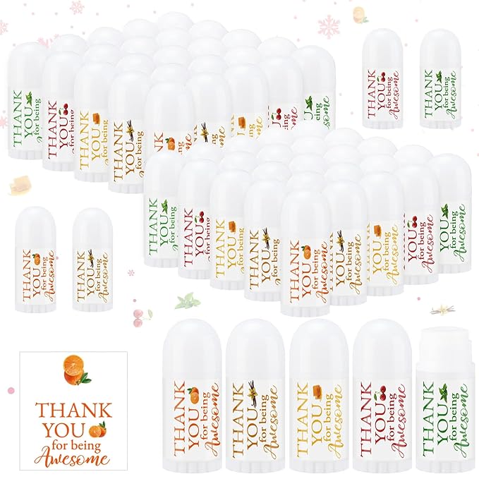 50 Pcs Thank You Gifts Mini Lip Balm Pack Lip Moisturizer Assorted Flavors Dry Lip Care Products for Teacher Baby Shower Coworkers Friend-BrightBean Baby