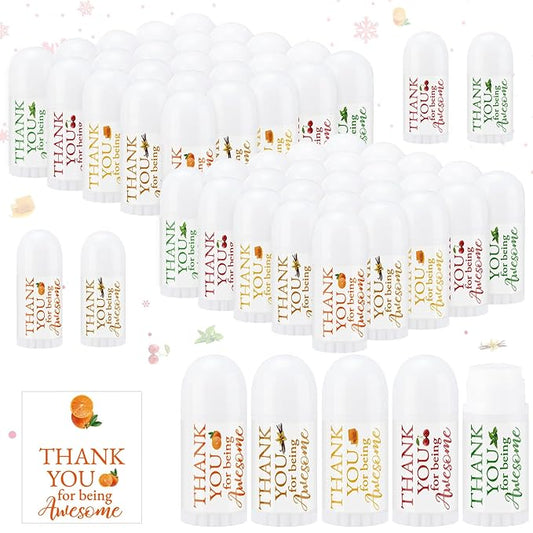 50 Pcs Thank You Gifts Mini Lip Balm Pack Lip Moisturizer Assorted Flavors Dry Lip Care Products for Teacher Baby Shower Coworkers Friend-BrightBean Baby
