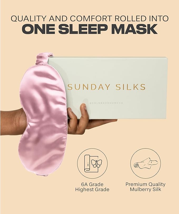 SUNDAYSILKS™ Exclusive Mulberry Silk Sleep Mask | Soft Eye Covers, Blackout Sleeping Mask for Women & Men | Silk Eye Mask for Sleep, Travel, and Relaxation | Antifaz para Dormir [Pink Quartz]-BrightBean Baby
