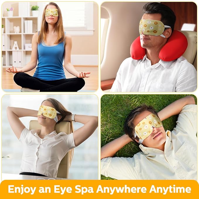 50 Packs Steam Eye Mask for Dry Eyes Spa Warm Sleep Eye Mask Self Heating Disposable Eye Masks for Home Office Travel Eyestrain Relieve (Chamomile Scent)-BrightBean Baby