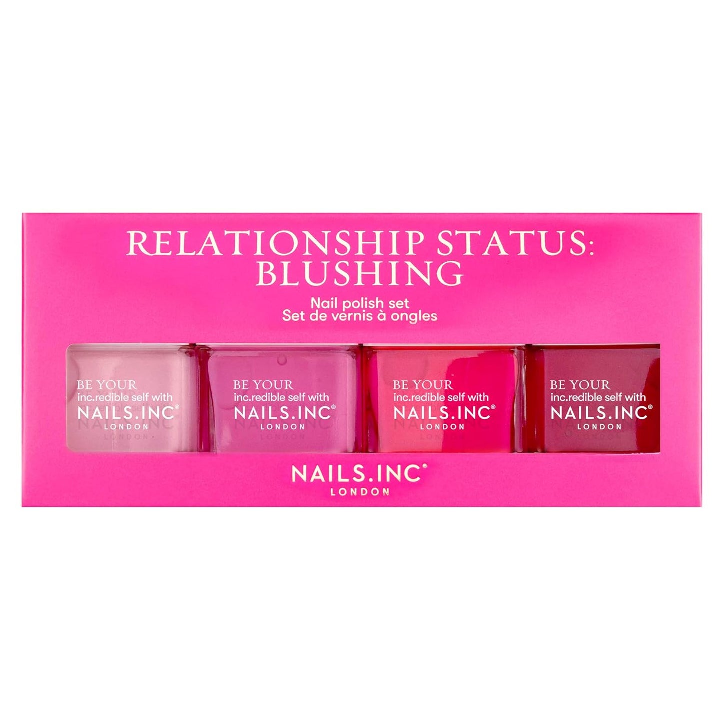 Nails Inc Relationship Status, Blushing Pink Nail Polish, Mother’s Day Gift For Mom, Long Wearing, High Shine, Rouge, Neon Pink & Rich Berry, Full Coverage, Chip Resistant, Air Dry, Vegan, 4 Piece Set-BrightBean Baby
