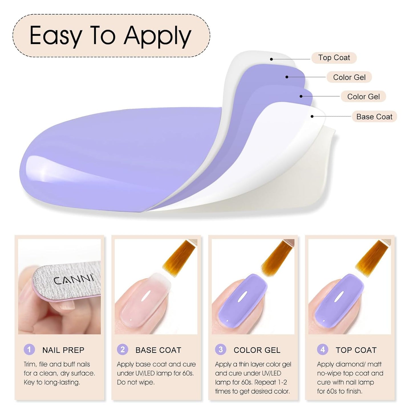 CANNI Purple Gel Polish, 1Pcs Cold Purple Nail Polish Gel High Gloss Soak Off UV Nail French Nail Manicure Salon DIY-BrightBean Baby