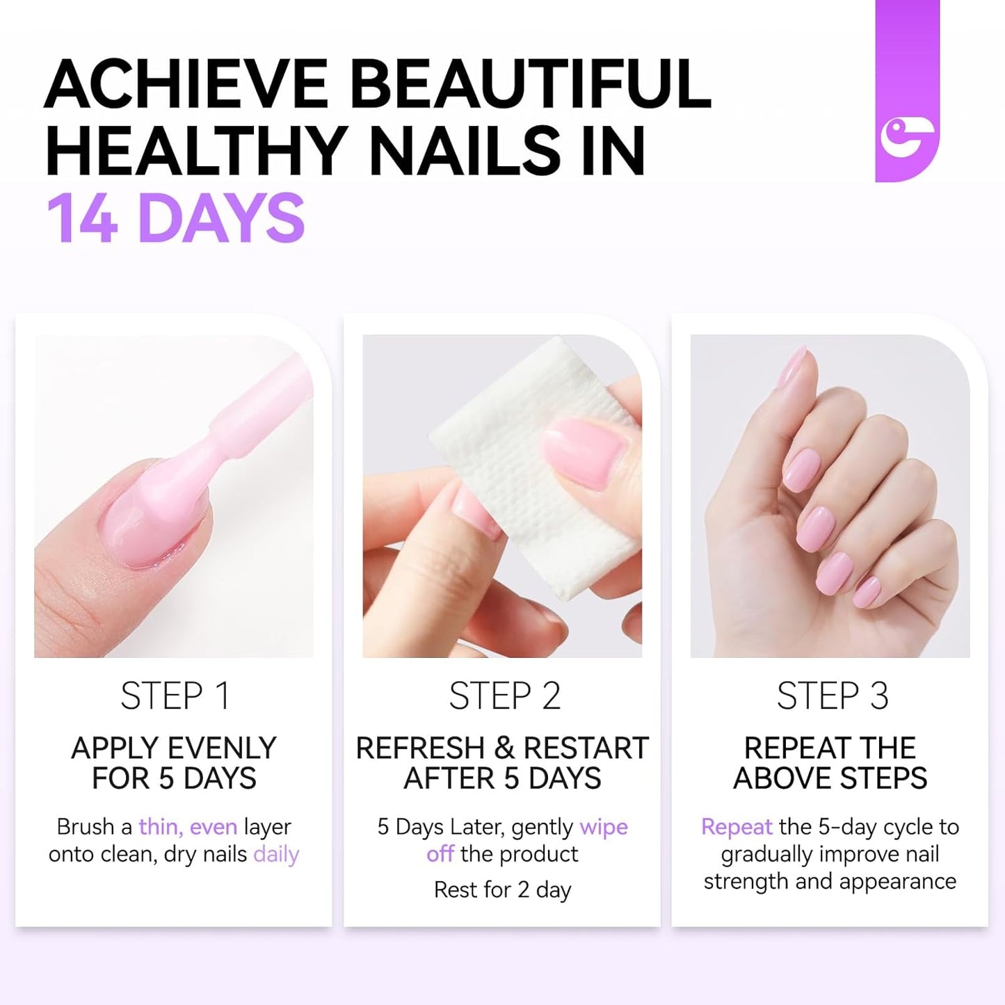 Nail Polish Strengthener and Growth Treatment: Yellow Gelike EC 6 in 1 Natural Nail Hardener Extra Strong and Growth - Long Lasting Nail Repair for Damaged Nails - For Daily Work Home Salon-BrightBean Baby