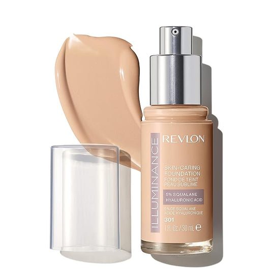 Revlon Illuminance Skin-Caring Liquid Foundation, Hyaluronic Acid, Hydrating and Nourishing Formula with Medium Coverage, 301 Cool Beige (Pack of 1)-BrightBean Baby