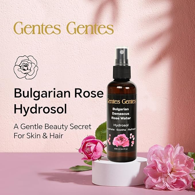 100% Pure Bulgarian Damascus Rose Water Hydrosol – Luxury Facial Toner for Hydration & Radiant Skin, Body Mist & Pillow Spray | Natural Skincare | 3.4 fl oz-BrightBean Baby