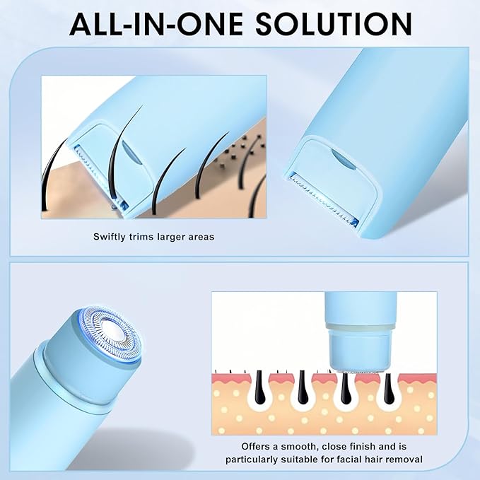 Dual Head Electric Shaver Bikini Trimmer for Women, IPX4 Waterproof Wet & Dry Use Body Trimmer for Face Lip Chin Pubic Underarm Legs, 80Mins Runtime, Travel-Friendly, Ideal Gift for Women-BrightBean Baby