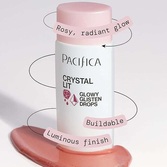 Pacifica Crystal Lit Glowy Glisten Drops – Face Makeup - Shimmery Multi-Use Liquid Blush/Highlighter for Radiant, Dewy Cheeks Luminous Glow Clean Beauty Vegan & Cruelty-Free Dermatologist Tested-BrightBean Baby