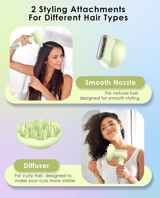 Hair Dryer with Diffuser for Curly Hair, Negative Ionic Hairdryer, High-Speed Blow Dryer with 110, 000 RPM Brushless Motor, Fast Drying Lightweight Travel Hairdryer, Low Noise Quiet Hair Dryers-BrightBean Baby