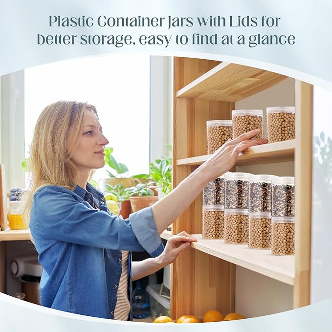 SATINIOR 24 Pieces Empty Clear Plastic Jars with Lids Round Storage Containers Wide Mouth for Beauty Product Cosmetic Cream Lotion Liquid Butter Craft and Food (Clear Lid,16 oz)-BrightBean Baby