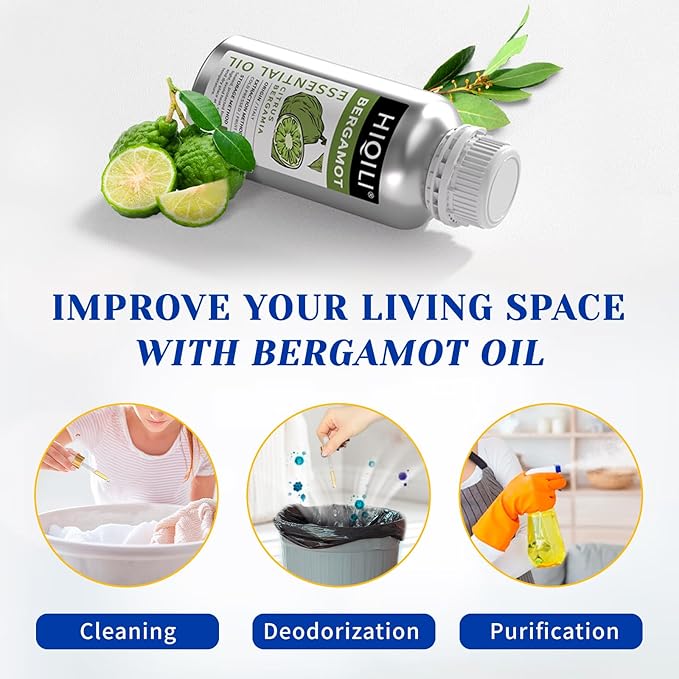 HIQILI Bergamot Essential Oil for Diffuser, Skin, Hair, DIY, 100% Pure & Natural - 16 Fl Oz (500 mL)-BrightBean Baby
