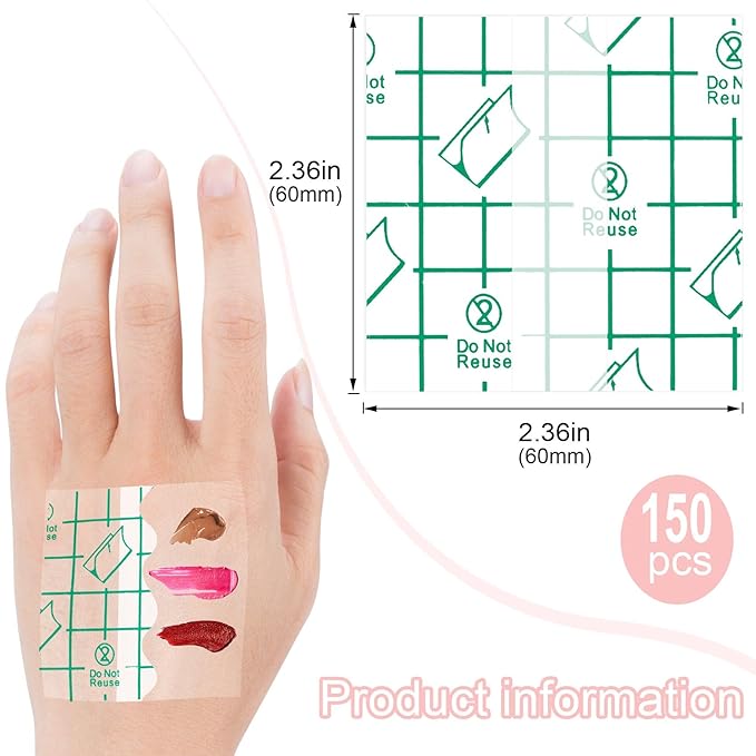ANCIRS 150pcs Disposable Makeup Hand Palettes, 2.4x2.4inch Adhesive Waterproof PU Cosmetic Makeup Palettes for Women Girls Female Artists Make up-BrightBean Baby