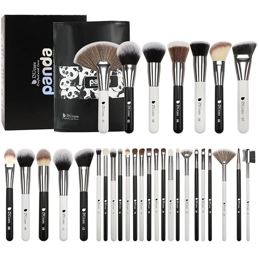 DUcare Professional Makeup Brushes 31Pcs Panda Series Makeup Brush Set Kabuki Foundation Blending Face Powder Blush Concealers Eye Shadows With Leather Case Organizer-BrightBean Baby