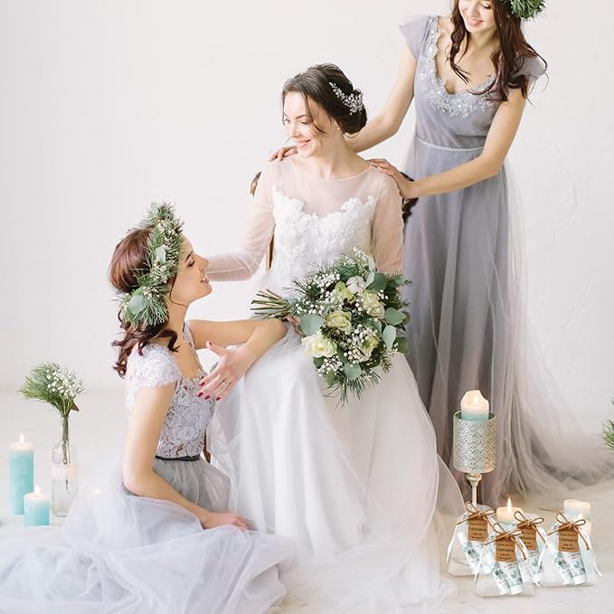 200 Pcs Baby Shower Wedding Party Favors Gift Set, 50 Pcs Baby Shower Hand Cream and 50 Lip Balm for Wedding Bridesmaid Guests Gift Supplies with 50 Organza Bag 50 Thank You Tag(Eucalyptus)-BrightBean Baby