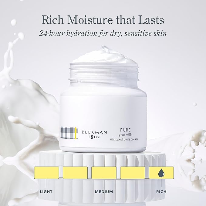 Beekman 1802 Whipped Body Butter Cream with Goat Milk - Deeply Moisturizes, Softens Skin - Natural & Gentle for All Skin Types - Non-Greasy, Cruelty-Free, 8 oz-BrightBean Baby