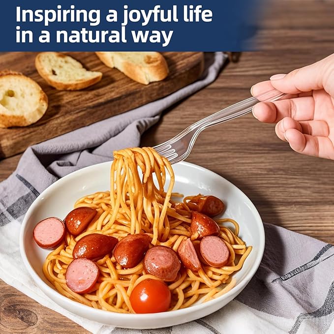 350 Count Clear Plastic forks, Extra Heavy Duty Plastic Forks, Premium Disposable Forks, BPA-Free stainless steel fork disposable for Party Supplies, Weddings and Everyday Use