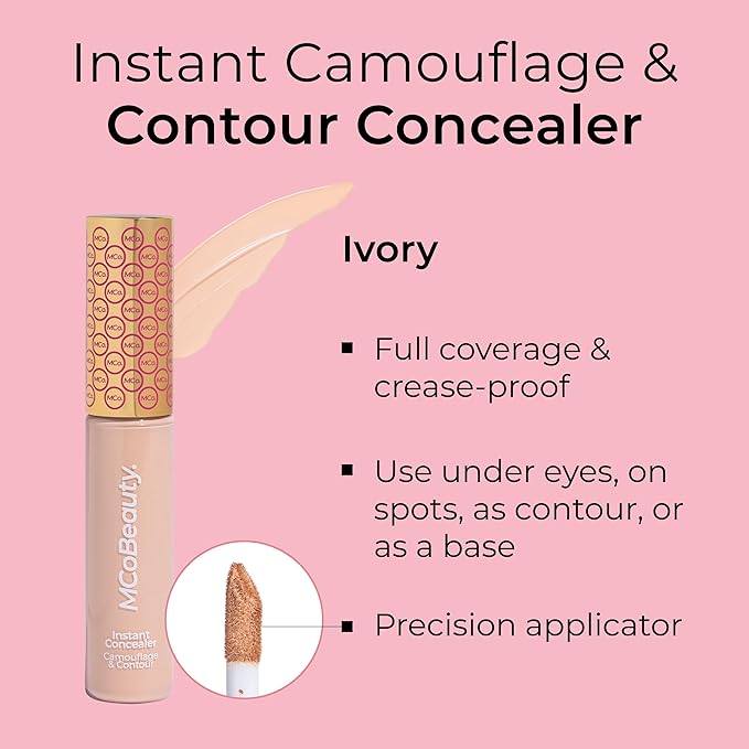 MCoBeauty Instant Concealer Camouflage & Contour, Ivory, Perfecting Contour with Flawless Coverage, Vegan, Cruelty Free Cosmetics-BrightBean Baby