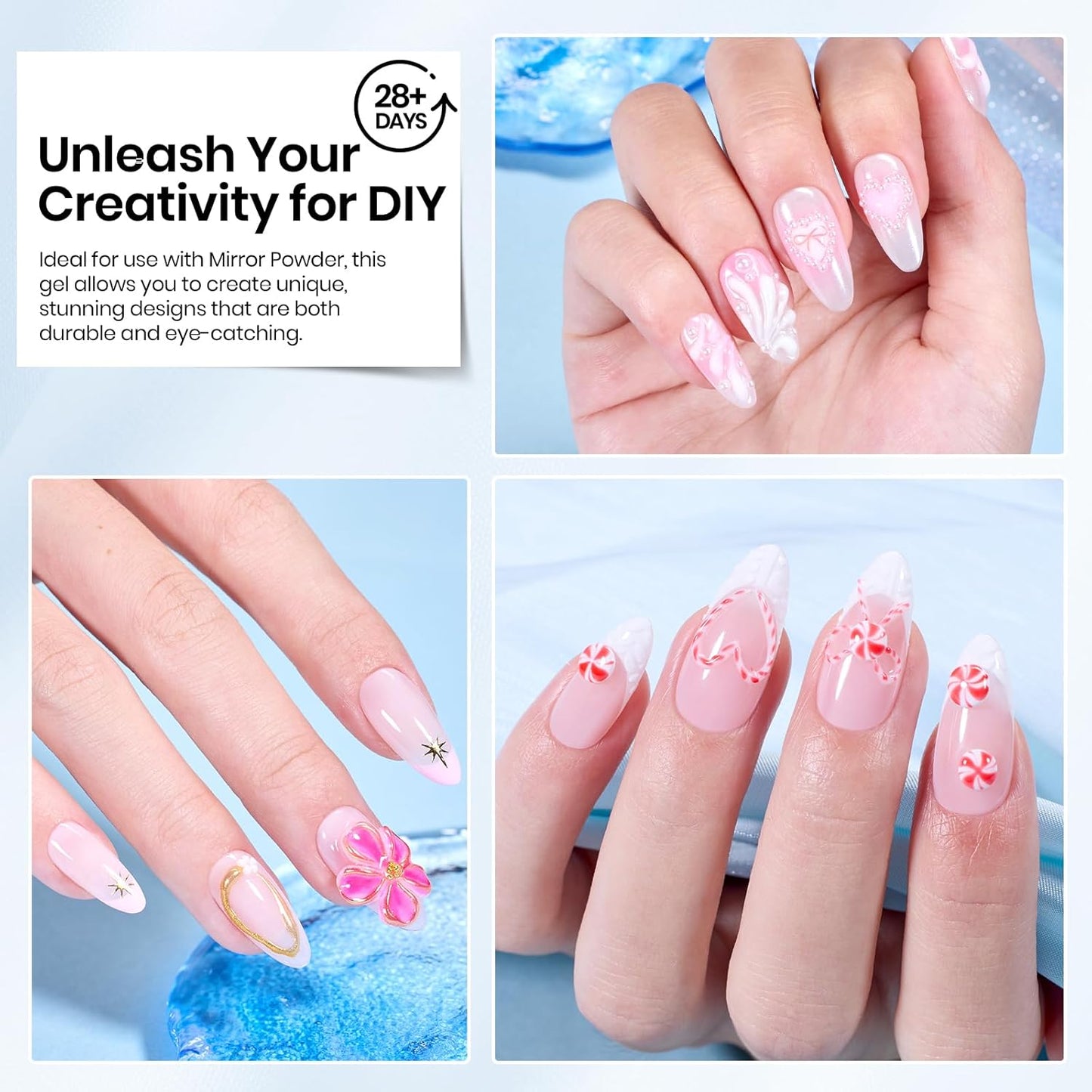 Beetles Sculpting Gel 3D Nail Art - Halloween White No Wipe Nail Polish 3D Rhinestone Building Multi-Function Drawing Gel for DIY Manicure Designs-BrightBean Baby