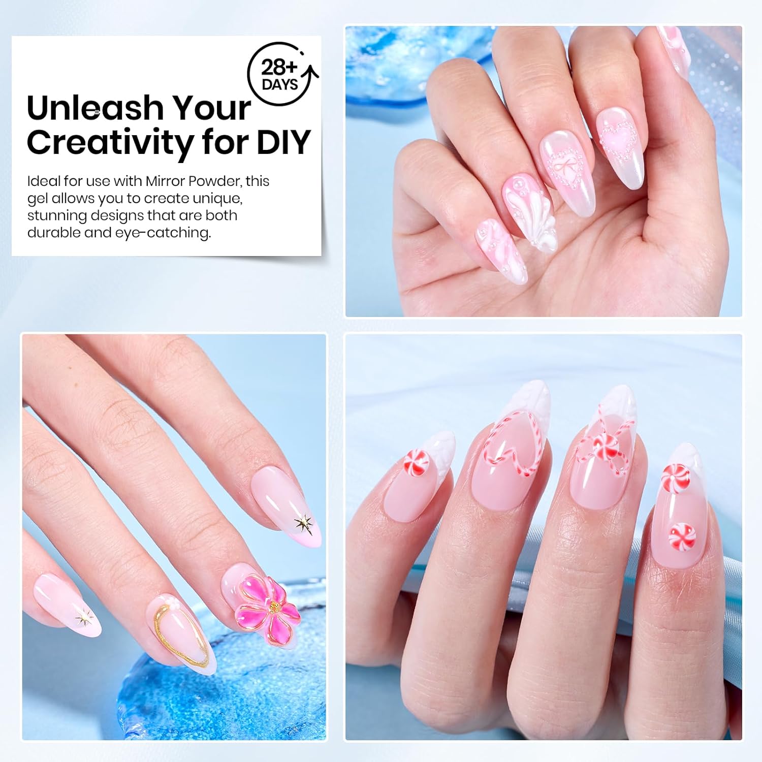 Beetles Sculpting Gel 3D Nail Art - Halloween White No Wipe Nail Polish 3D Rhinestone Building Multi-Function Drawing Gel for DIY Manicure Designs-BrightBean Baby