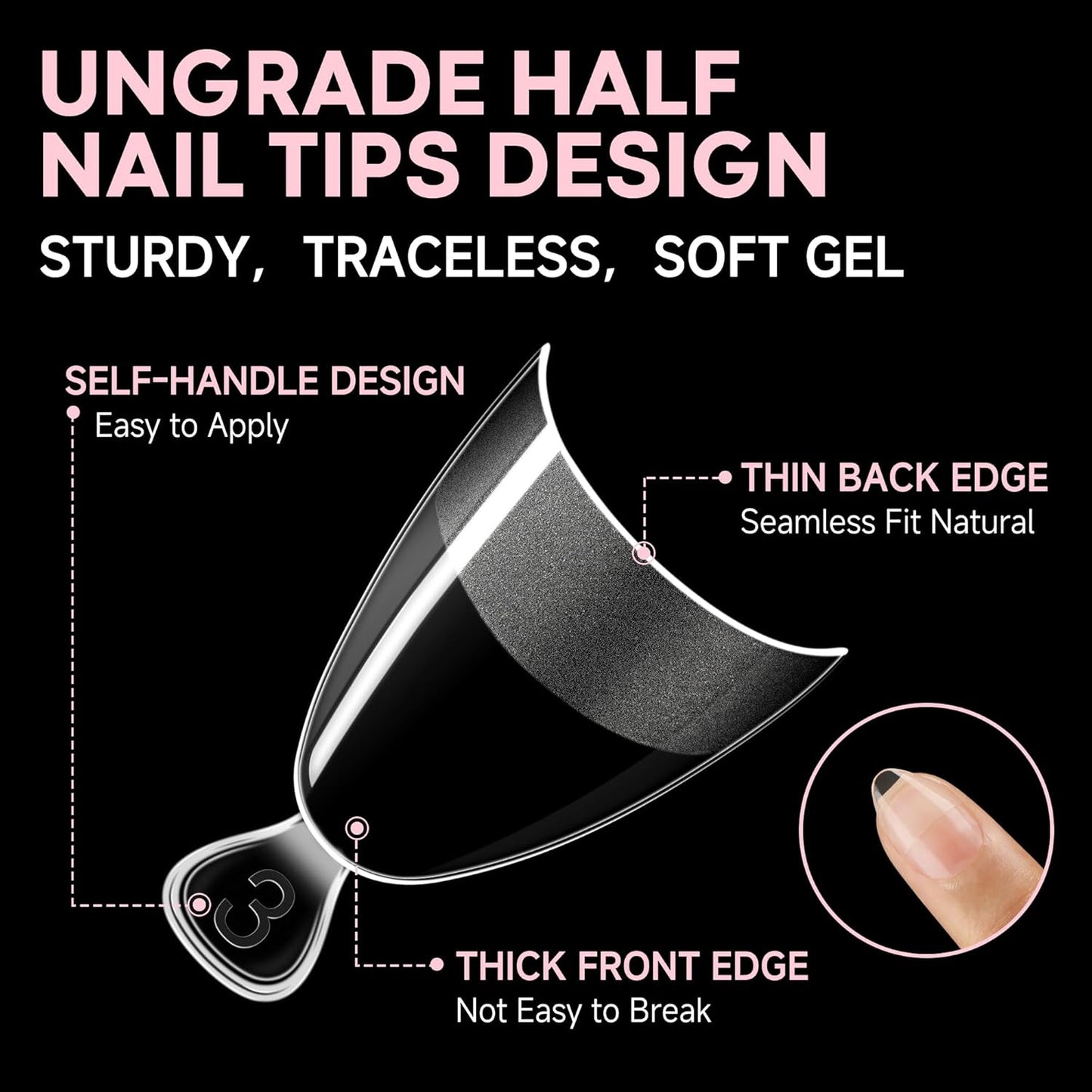 UNA GELLA Almond Shape Nail Tips Short: 504pcs Half Cover Almond Gel Nails Tips Matte Clear Fake Nails Self-handle for Nail Extension DIY Nail Salon for Her, 12Sizes-BrightBean Baby