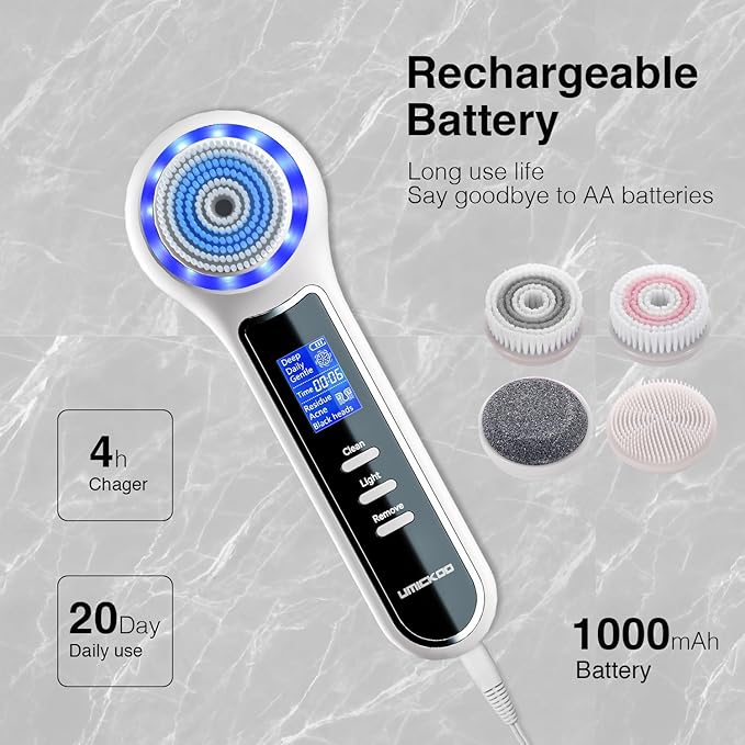 Face Scrubber Exfoliator with LCD Screen,Rechargeable Facial Cleansing Brush IPX7 Waterproof 3 in 1 Blackhead Remover Vacuum for Exfoliating,Massaging and Deep Pore Cleansing-BrightBean Baby