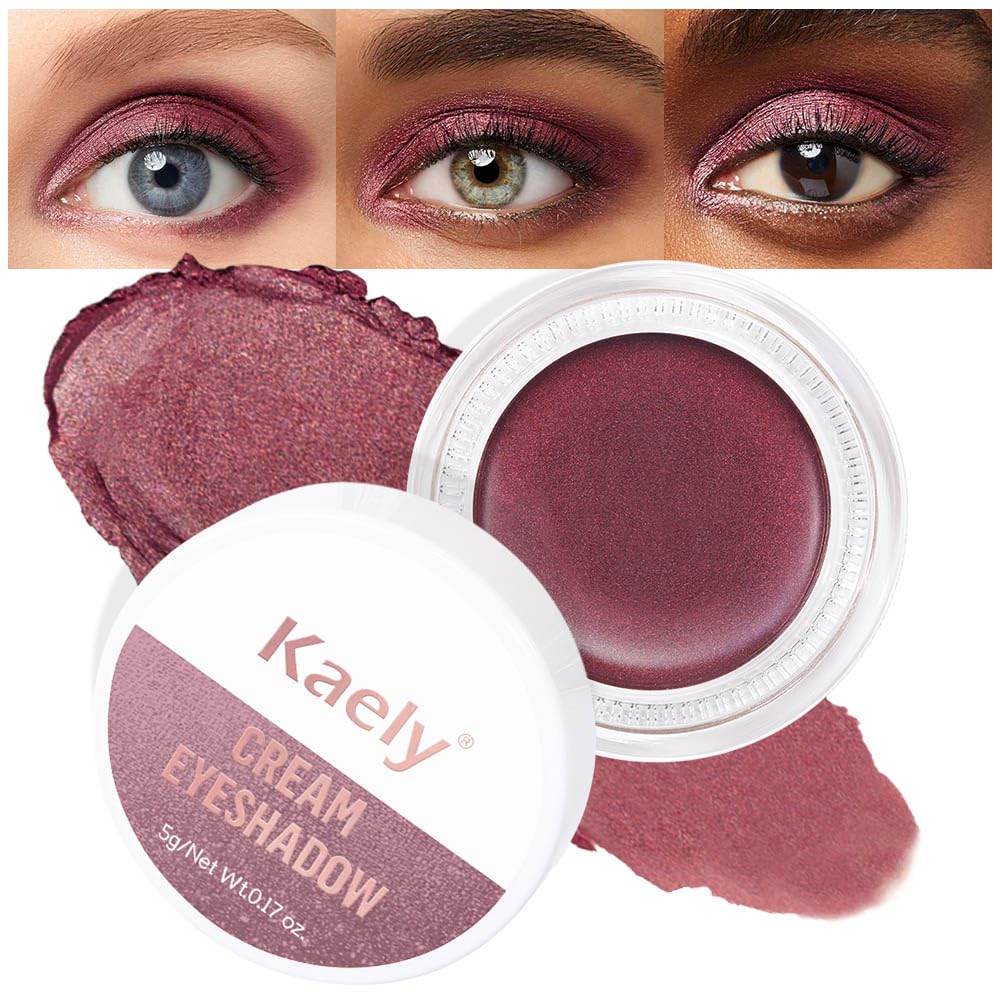 Kaely Single Cream Eyeshadow Pot, Orchid Shimmer Eye Shadow for Older Women High Pigmented Waterproof, Natural Eyeshadow Palette Makeup Brightener, sombras en crema para ojos, Blendable, 26-BrightBean Baby
