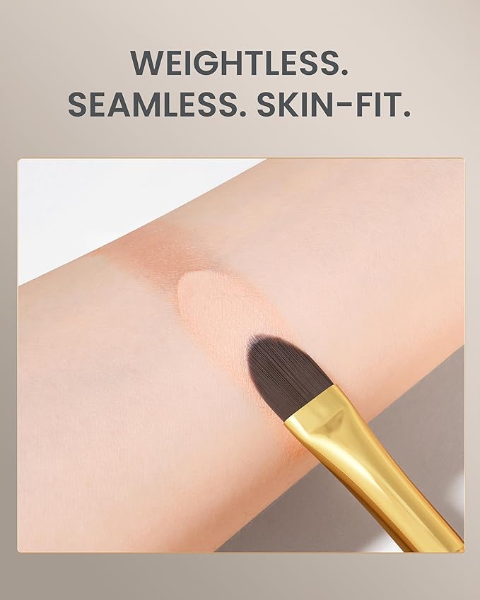 Desert Oak Series Pixel-Precise Detail Concealer Brush - Micro Teardrop Head for Acne Scars & Dark Spots, Sustainable Bubinga Handle (CM 195)-BrightBean Baby