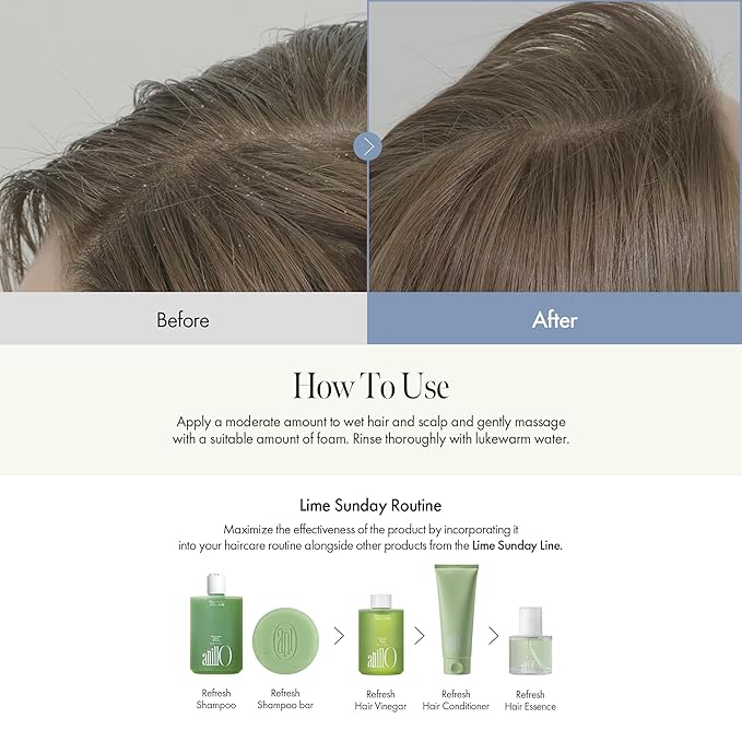 Lime Sunday Refresh Hair Vinegar with Vitamin C, Vinegar, Green Mint for Deep Cleansing Oily Scalp and Reducing Oil Production, Lime Citrus Scent, Silicone, Sulfate & Paraben Free (200ml / 6.76 fl.Oz)-BrightBean Baby