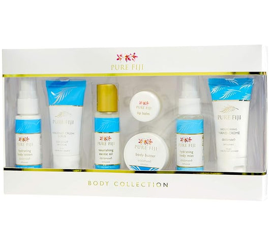 Pure Fiji Body Collection 7pacs- Bath and Body Gift Set Include - Body Mist,Coconut Crush, Body Oil, Body Butter, Soap, Body Lotion, Hand Creme - Travel Size, Scent Coconut-BrightBean Baby