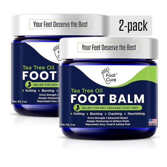Tea Tree Oil Balm – Moisturizer for Dry Cracked Feet – Instantly Hydrates & Soothes Irritated Skin & Athlete's Foot – Best Foot Care for Women and Men – Made in USA 2PK-BrightBean Baby