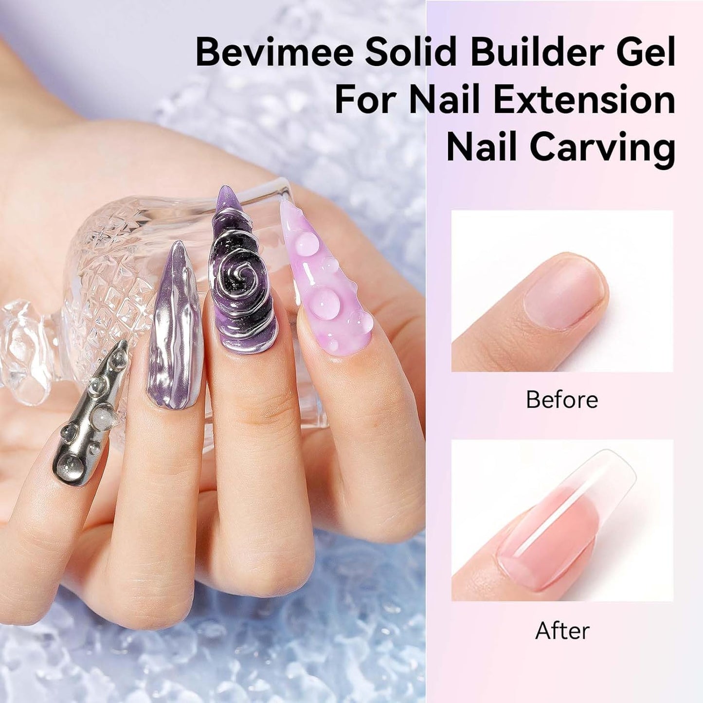18g Solid Builder Gel for Nails 15g 3D Nail Sculpting Gel for Nail Art, Clear Non-Stick Hand For Modeling, Sculpture, Nails Extension UV/Led Manicure DIY At Hom-BrightBean Baby