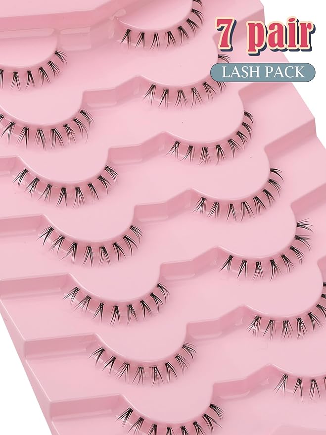 Lashes Natural Bottom Lashes 9mm Lower Strip Lashes Extention False Eyelashes Natural Look Wispy Bottom Eyelashes Fake Lashes Pack 7 Pairs-BrightBean Baby