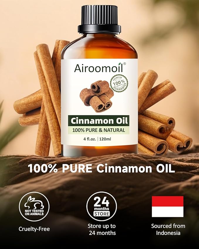 Pure Cinnamon Essential Oil, 100% Pure Natural Cinnamon Essential Oil, Premium Grade Essential Oils for Diffusers for Home, Skin, Care Massage, Soap Making, Aromatherapy, 4 Fl Oz | 120ml-BrightBean Baby