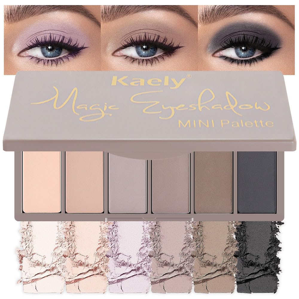 Kaely 6 Color Mini Nude Smoky Eyeshadow Palette Makeup, Highly Pigmented Eye Shadow Palette Waterproof, Natural Matte Eye Shadow Palette, paleta de sombras de ojos, Vegan & Cruelty-free, 05-BrightBean Baby