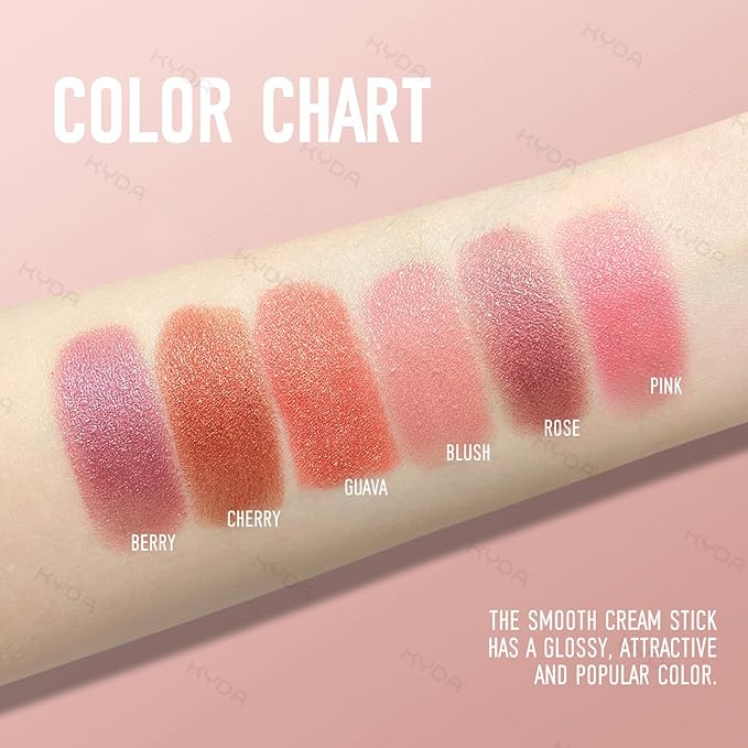 KYDA 3 Colors Mineral Color Balm, Buildable Shimmer Color for Lips and Cheeks, Broad spectrum SPF 35, Natural Shimmer Finish, Lightweight Blendable Creamy, Multiuse Blush Stick, Set A-BrightBean Baby