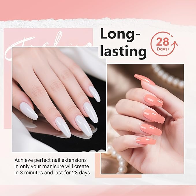 JEWHITENY Poly Nail Gel Set Clear Pink White Poly Extension Gel With Base Coat Top Coat Slip Solution French Manicure Need U V Lamp Curing for Finger Art and Home DIY-BrightBean Baby
