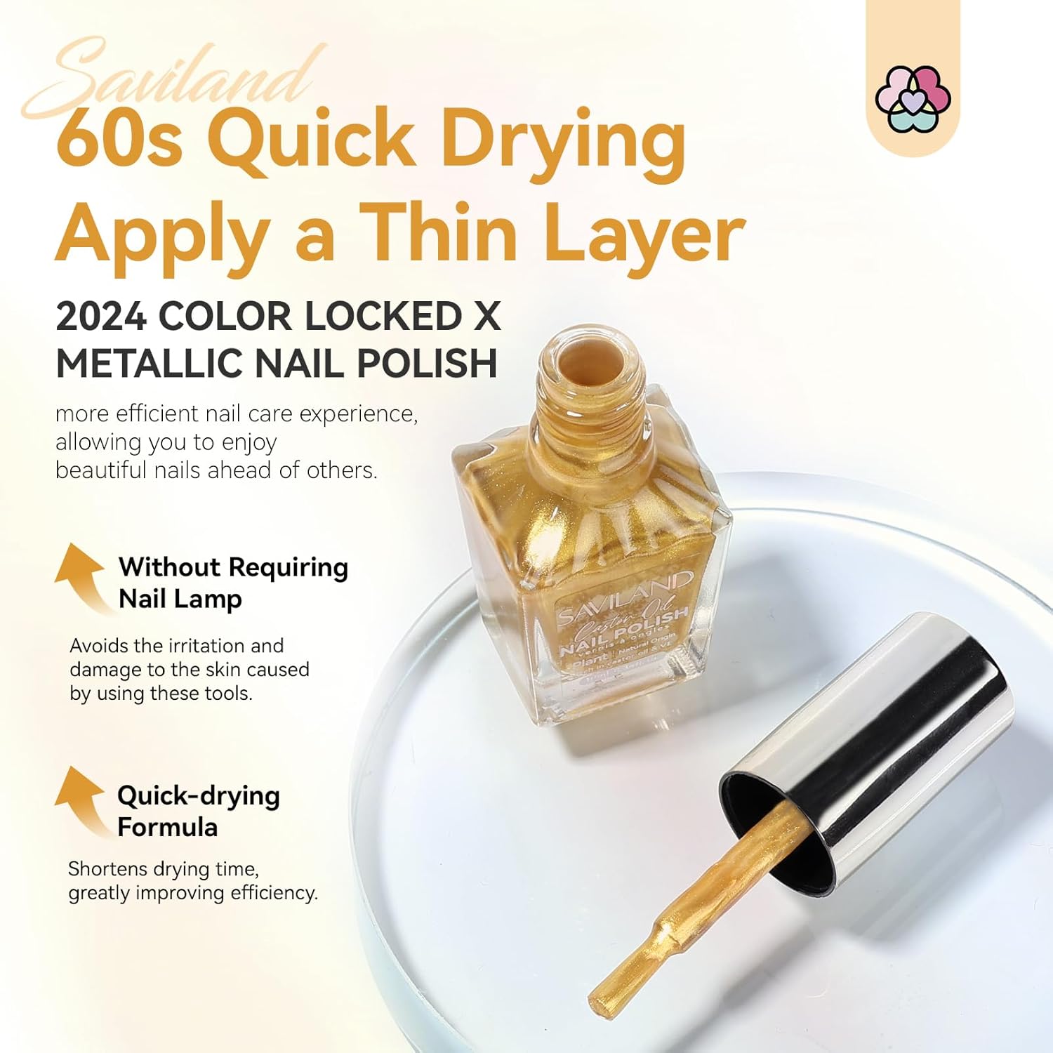 SAVILAND Gold Metallic Nail Polish: Chrome Nail Polish Air Quick Dry Nail Art Polish Bright and Shiny Fingernail Toenail Polish Bulk Nail Lacquer for Beginner DIY Manicure Art at Home Salon Women-BrightBean Baby