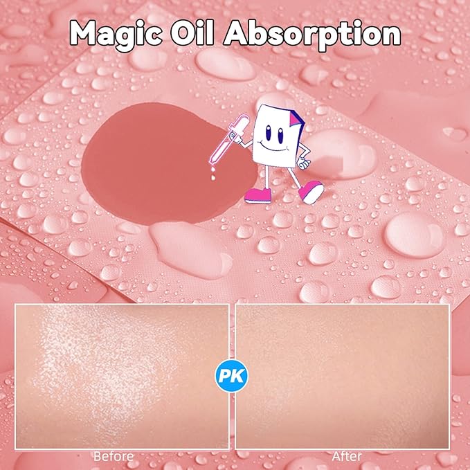 Oil Absorbing Tissues Oil Control Film, Oil Blotting Paper Same Series with Clean & Clear Oil Absorbing Facial Sheets for Oily Skin, 60 sheets Blue + 50 sheets Pink-BrightBean Baby