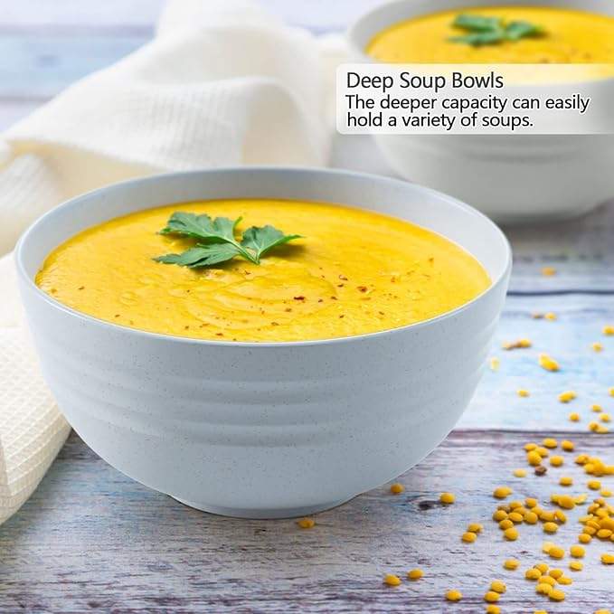 Homestockplus 【Set of 8】 Unbreakable Large Bowls,34 Oz Ramen Bowls BPA-Free Eco-Friendly Soup Bowl Set for Cereal, Salad, Soup, Ramen,Grains,Oatmeal Apply to Kitchen, Dishwasher & Microwave Safe