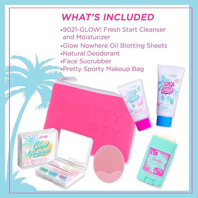 Petite ’N Pretty Sporty Set for Kids, Teens and Tweens - Skin Care Kit of Cleanser,Moisturizer, 50 pcs of Oil Blotting Sheets, and Natural Deodorant - Travel Essentials for Fresh & Glowing Skin-BrightBean Baby