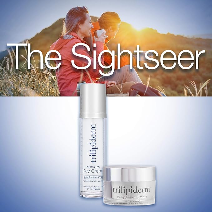 Trilipiderm Sightseer Bundle – Protective Day Cream Broad Spectrum SPF 30 and Rehydration Night Crème Set – Day and Night Protection, Hydration and Renewal Travel Size-BrightBean Baby