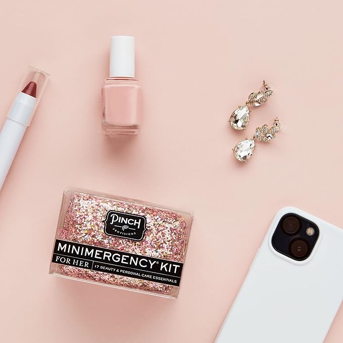 Pinch Provisions Rose Gold Minimergency Kit, includes 17 Travel-Sized Cosmetic Essentials, Convenient for Purses, Emergency Beauty Accessories, Gifts for Holiday’s & Birthday’s-BrightBean Baby