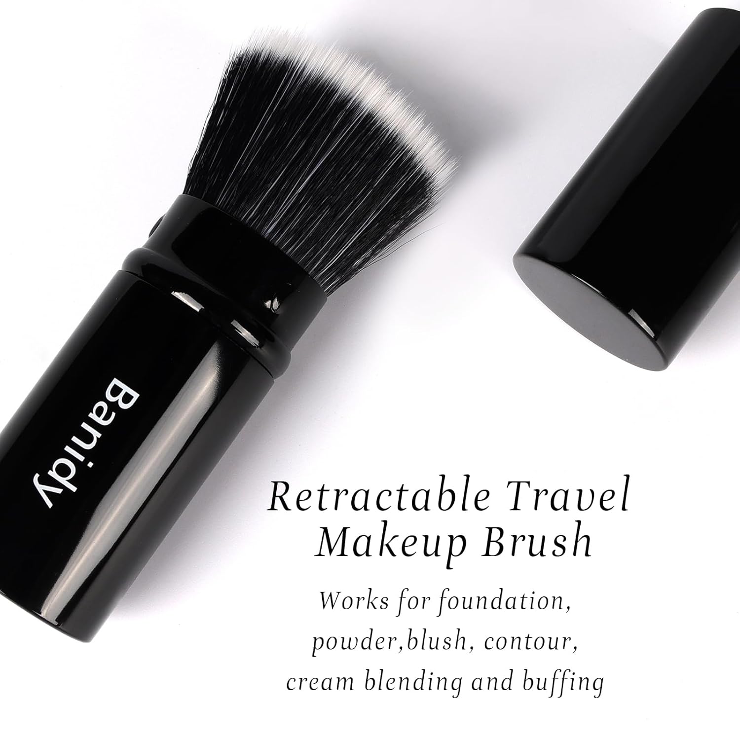 Foundation Makeup Brush Flat Top Kabuki Face Blush Liquid Powder Foundation Brush Retractable Travel Brush for Blending Liquid, Cream or Flawless Powder Cosmetics-BrightBean Baby