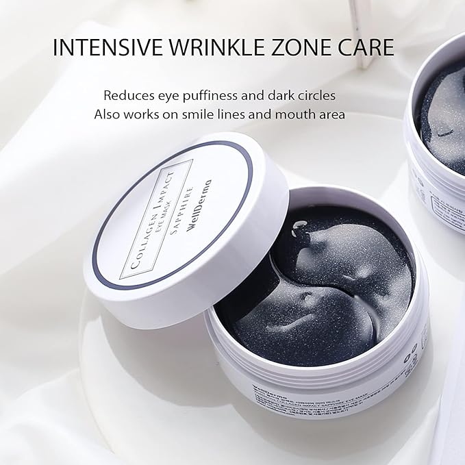 WELLDERMA Collagen Impact Sapphire Eye Mask 60 Sheets - NOURISHing ENRICHed Moisturizing Hydrogel Eye Patches Wrinkles Collagen, Under Eye for Dark Circles, Dry and Dull Skin-BrightBean Baby