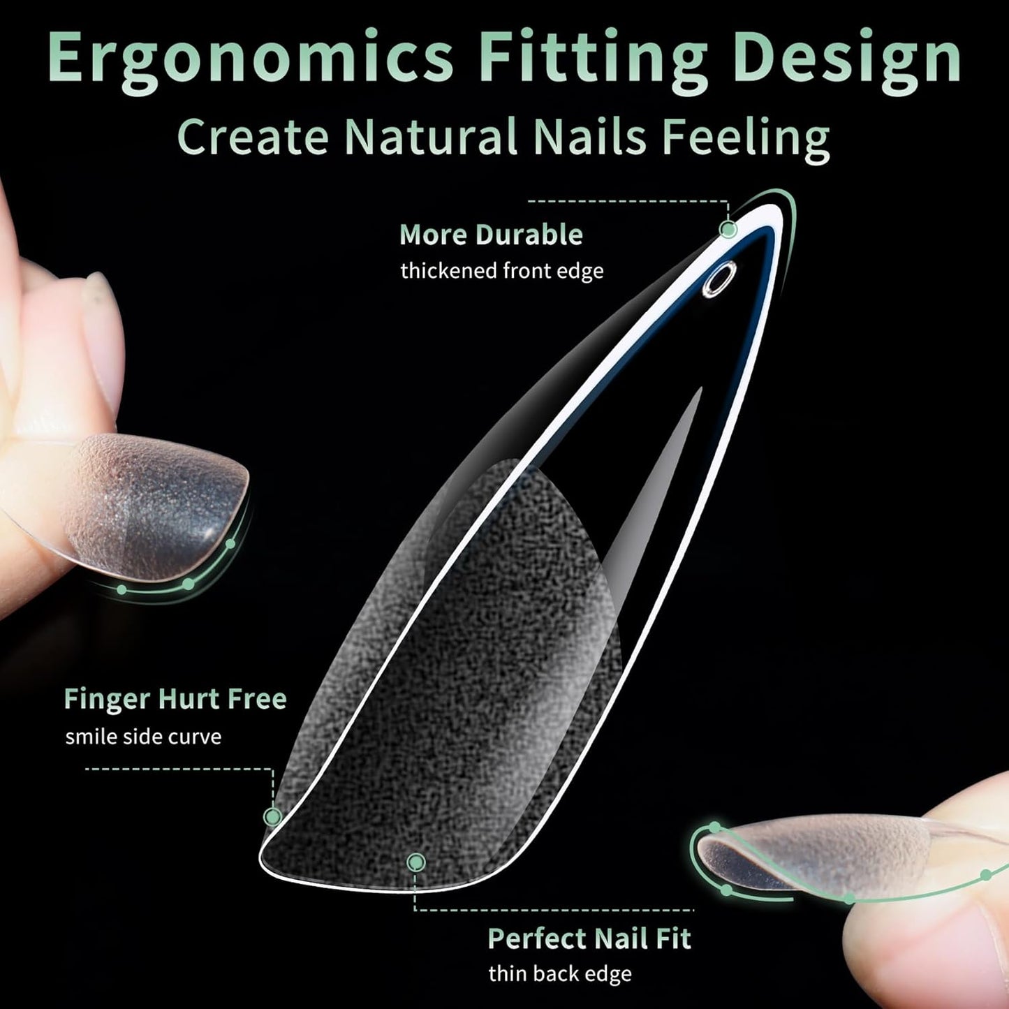 Medium Stiletto Nail Tips, 216pcs Acrylic Soft Fake Nails Gel Nail Tips, Full Cover Pre-Shaped Matte Clear Press on Nails for Extension, Diy at Home Manicure 12 Sizes-BrightBean Baby